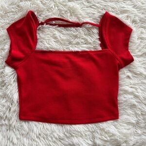 Rusttydustty Red Ribbed Women's Top